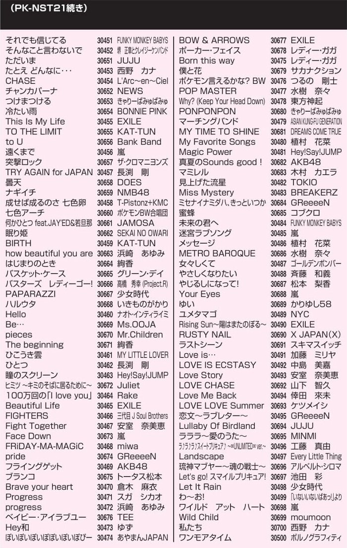 パーソナルカラオケオン・ステージ Nシリーズ専用追加曲チップ