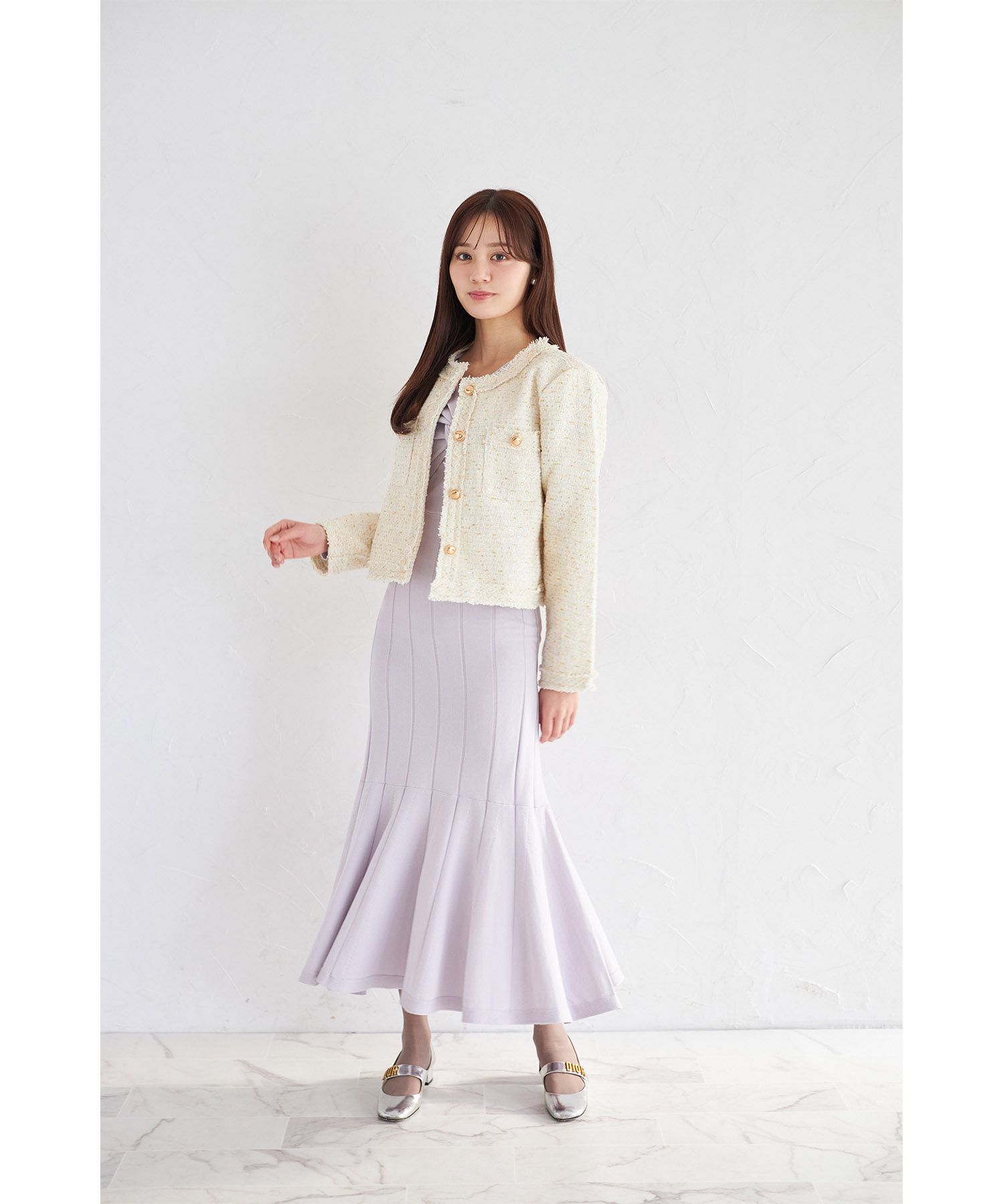 ゴールド釦スパンコールツイードジャケット