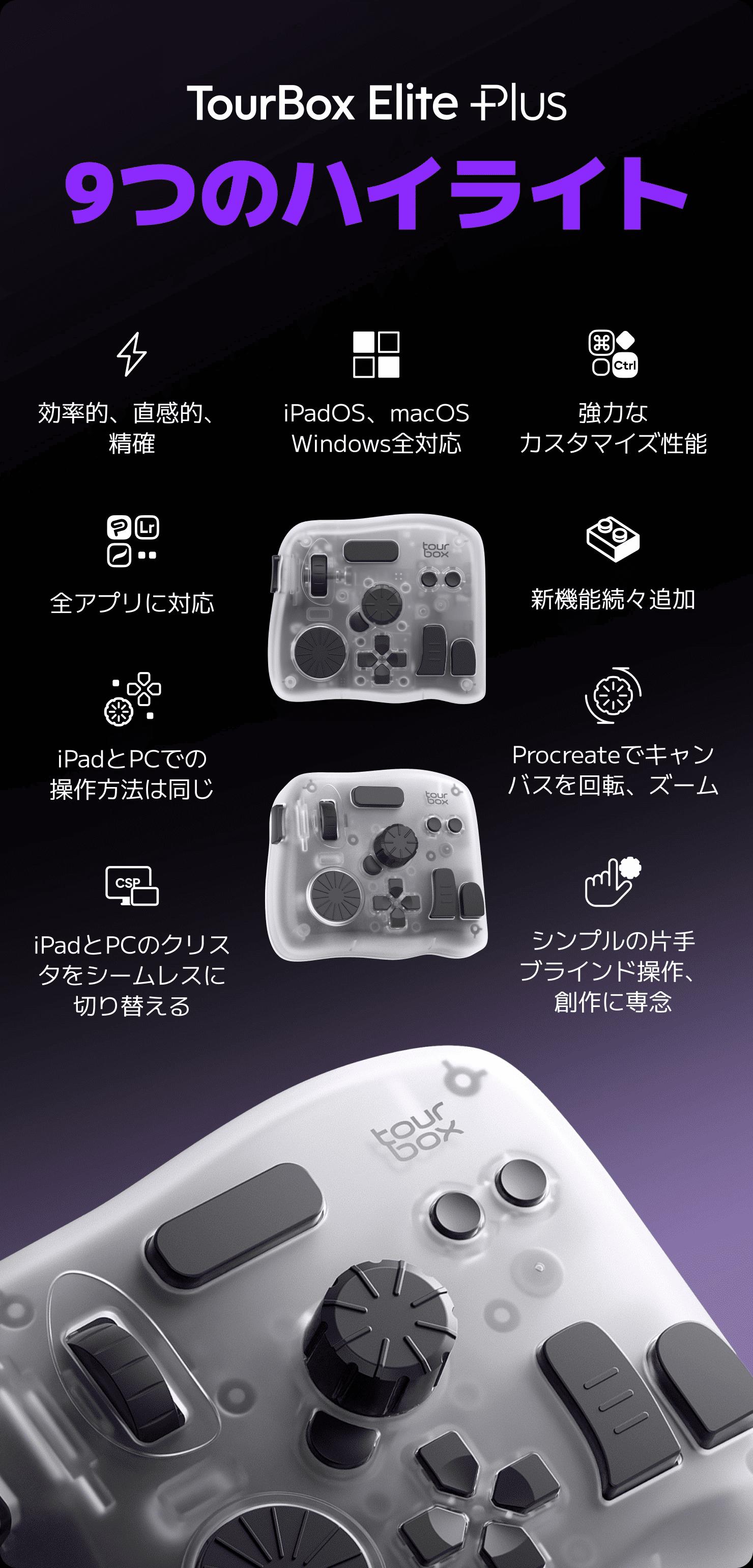楽天市場】【送料無料】TourBox Elite Plus - iPad対応片手デバイス