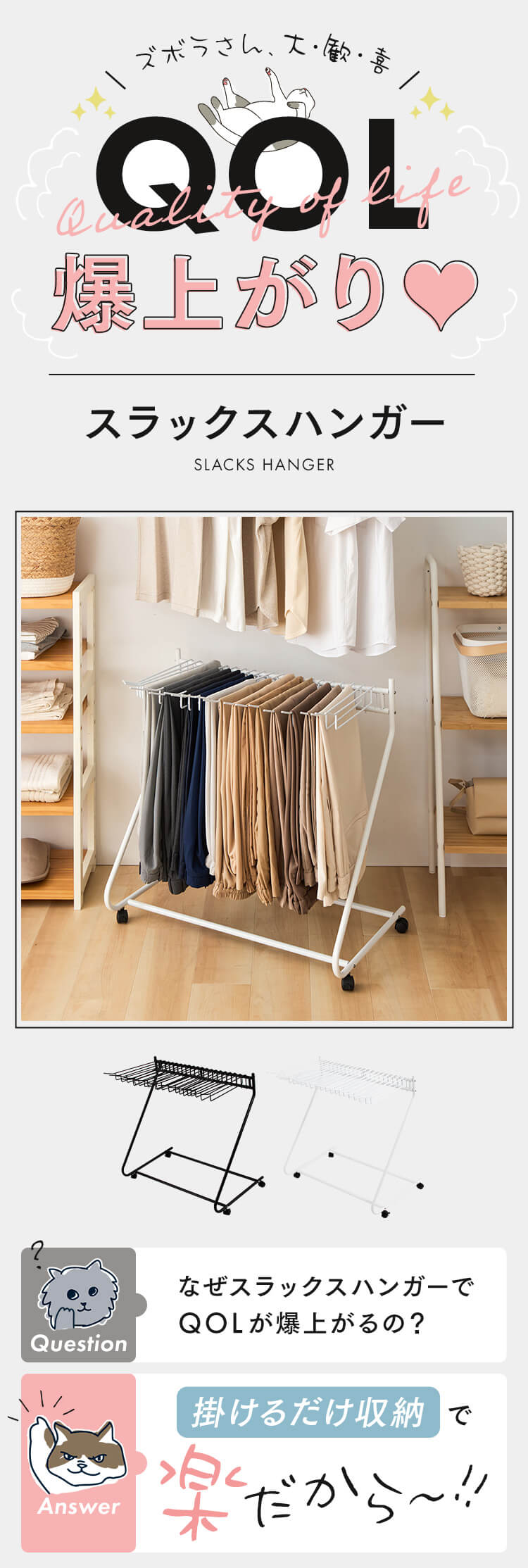 楽天市場】スラックスハンガー 20本掛け ハンガー 取り外し可