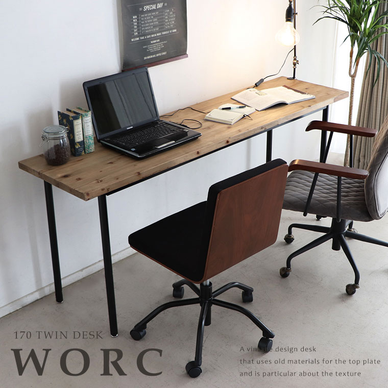 英国アンティーク古木デスク/作業台/勉強机/木製テーブル/オフィス(89