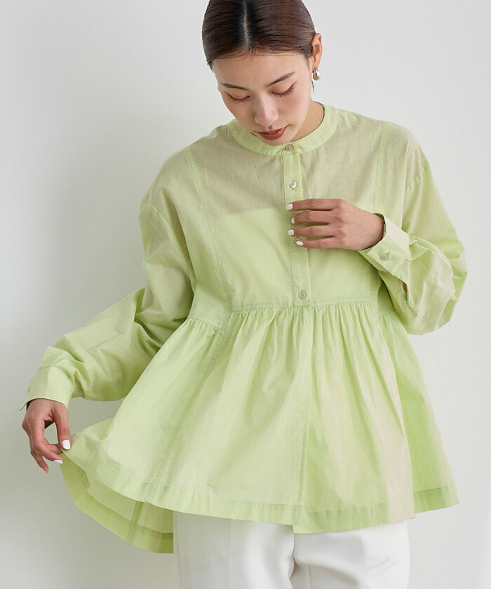 楽天市場】コットンギャザーペプラムブラウス トップス レディース