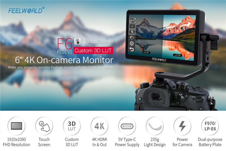 楽天市場】Feelworld F6 PLUS V2 外部モニター 6インチ 3D LUT搭載