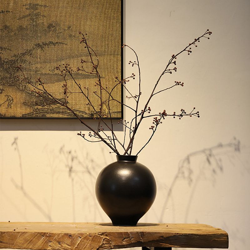 楽天市場】陶器花器 花瓶 黒 ブラック 造花セット 無地 和風 日式 寂び