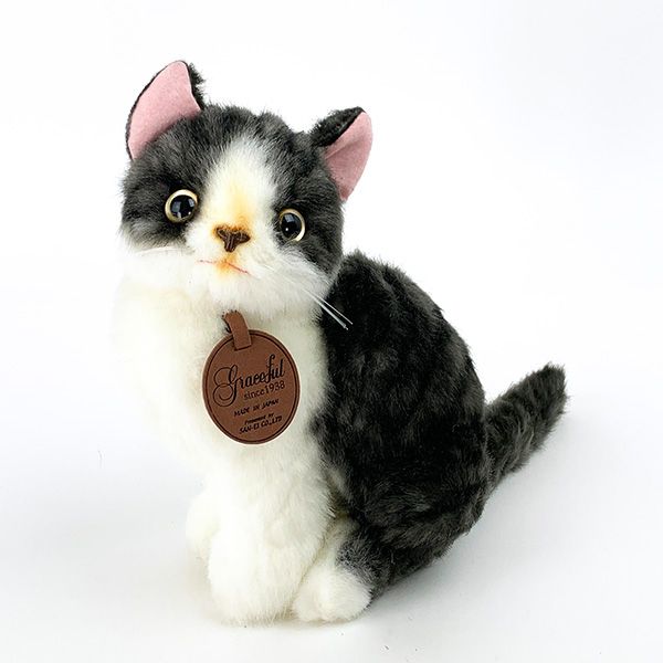 ハチワレ (ねこ) 座り I-6851 ぬいぐるみ 日本製 手作りグレイスフル