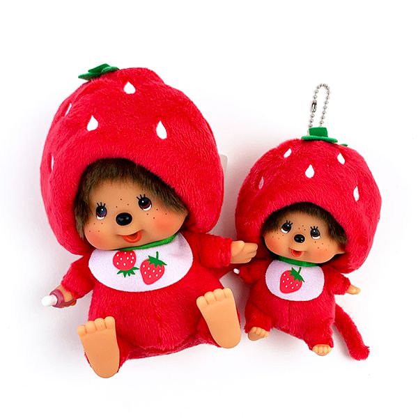 モンチッチ お座り ぬいぐるみ イチゴ S 顔でか ピンク