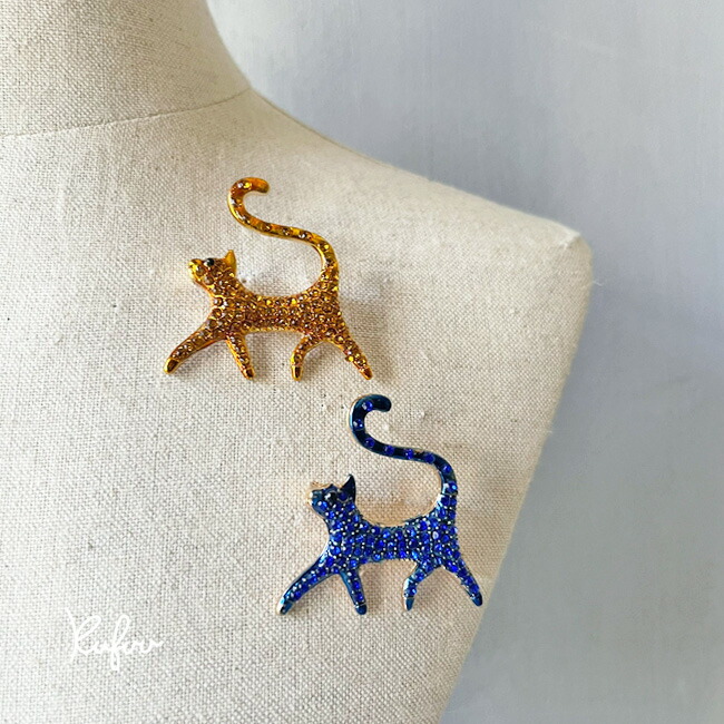 楽天市場】ラインストーン【 ネコ 猫 ねこ 】ブローチ ピンブローチ