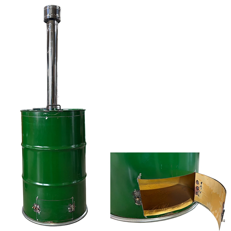 楽天市場】ドラム缶焼却炉フタ付き 下小窓蝶番蓋付 煙突なし 200L