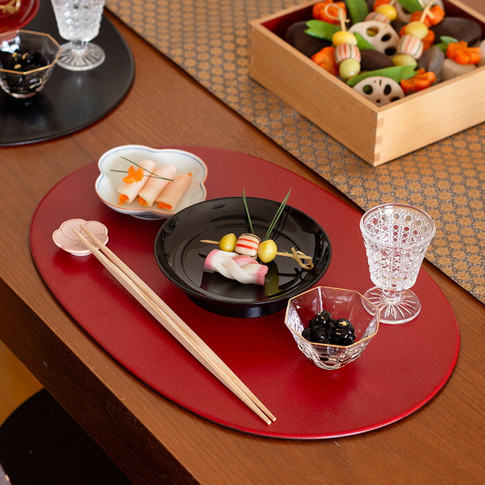 プロキッチンオリジナル】【単品】小判盆 両面 赤×黒 / PROKITCHEN