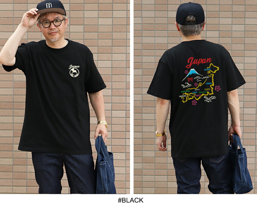 BILLVAN スタンダード 日本地図柄 スーベニア 半袖Tシャツ Japan MAP