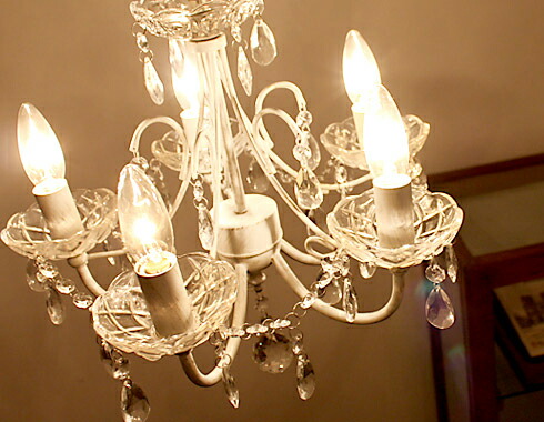 楽天市場】6灯シャンデリア アンティークホワイトシャンデリア ライト