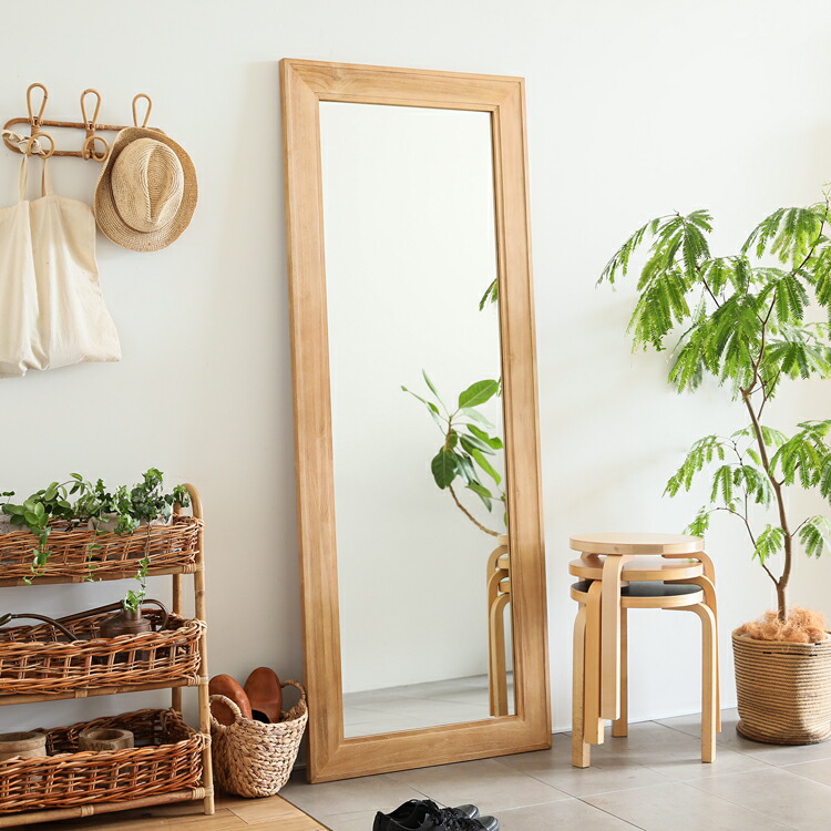 楽天市場】BREEZE ウォールミラー 180cm ナチュラル チーク 無垢材 鏡