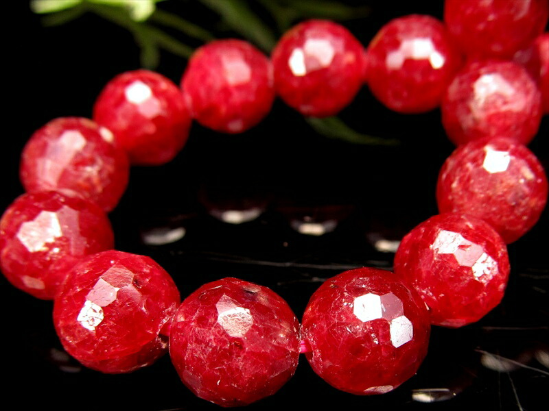 3A+ ブラッディルビー ミラーボールカット ブレスレット 7.5mm-8mm×23