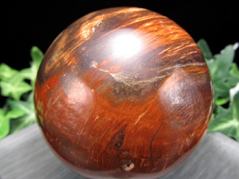 自然の神秘 珪化木 ペトリファイドウッド 丸玉 台座付 重さ599g 直径