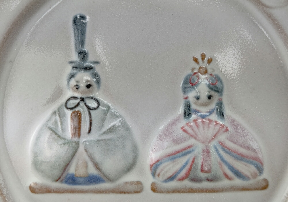 益子焼 ひなまつりのお皿 カラーver. 【スタンド付き】 わかさま陶芸