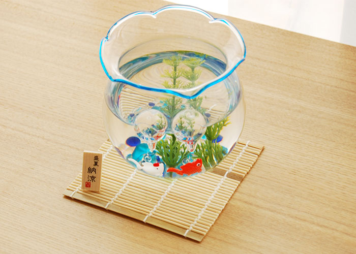 楽天市場】昔ながらの金魚鉢セット 青 pm-345 金魚鉢 きんぎょばち