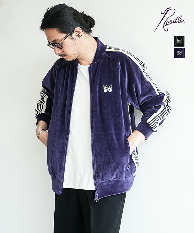 RW323]NEEDLES(ニードルズ) Rib Collar Track Jacket - C/PE Velour