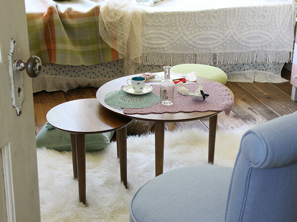 ユアサプライムス.com｜ネストテーブル 丸形 ウォールナット突板 天然