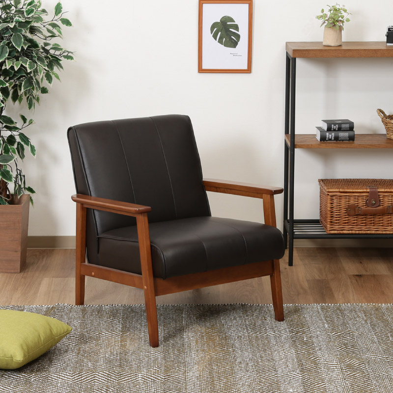 ユアサプライムス.com｜77123 バイキャストPUソファー 1P ラバーズ DBR