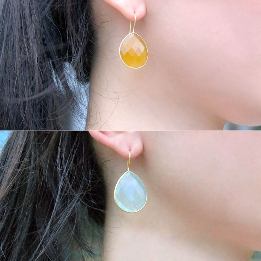 楽天市場】カルセドニー ピアス SV925 シルバー ドロップカット インド