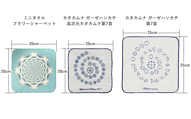 カタカムナ ガーゼハンカチ/高次元カタカムナ第7首 20×20(cm