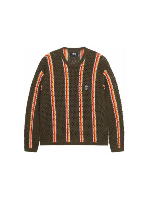 Stüssy ROLL V-NECK LOGO SWEATER - BROWN | REVERSIBLE