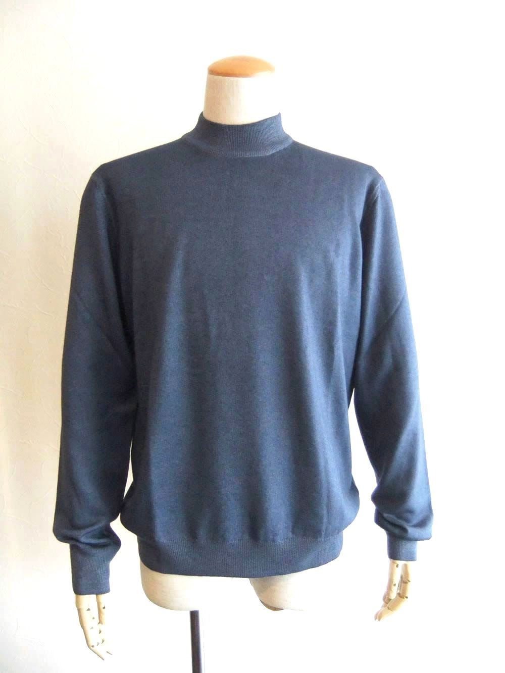 GRAN SASSO - 12G ウール モックネック ニット (ダークブルー) | 4.444glad