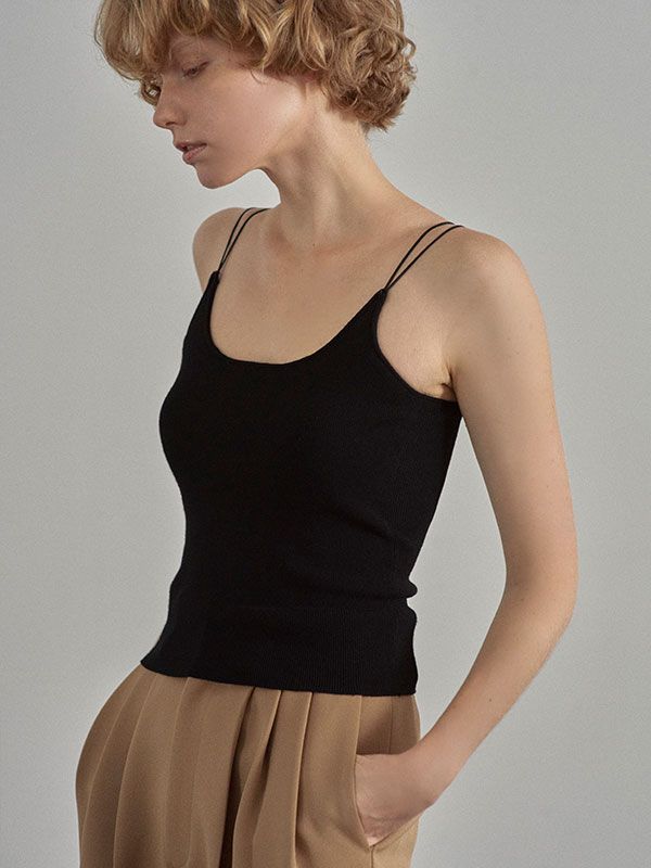 ETRE TOKYO - Wストラップカップインニットキャミ - BEIGE | ADDICT