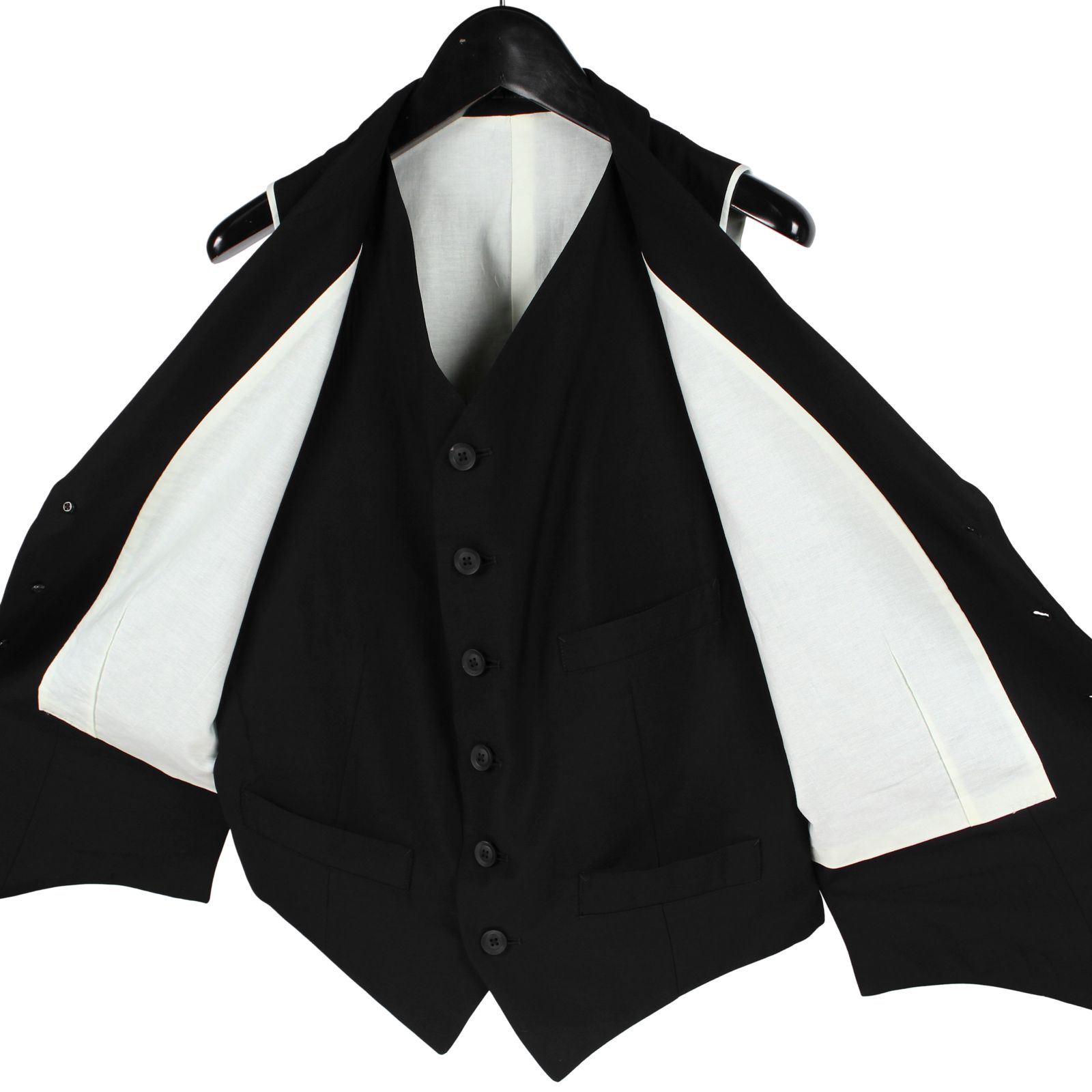 yohji yamamoto - pour homme | 前二重ベスト (メンズ) / ブラック