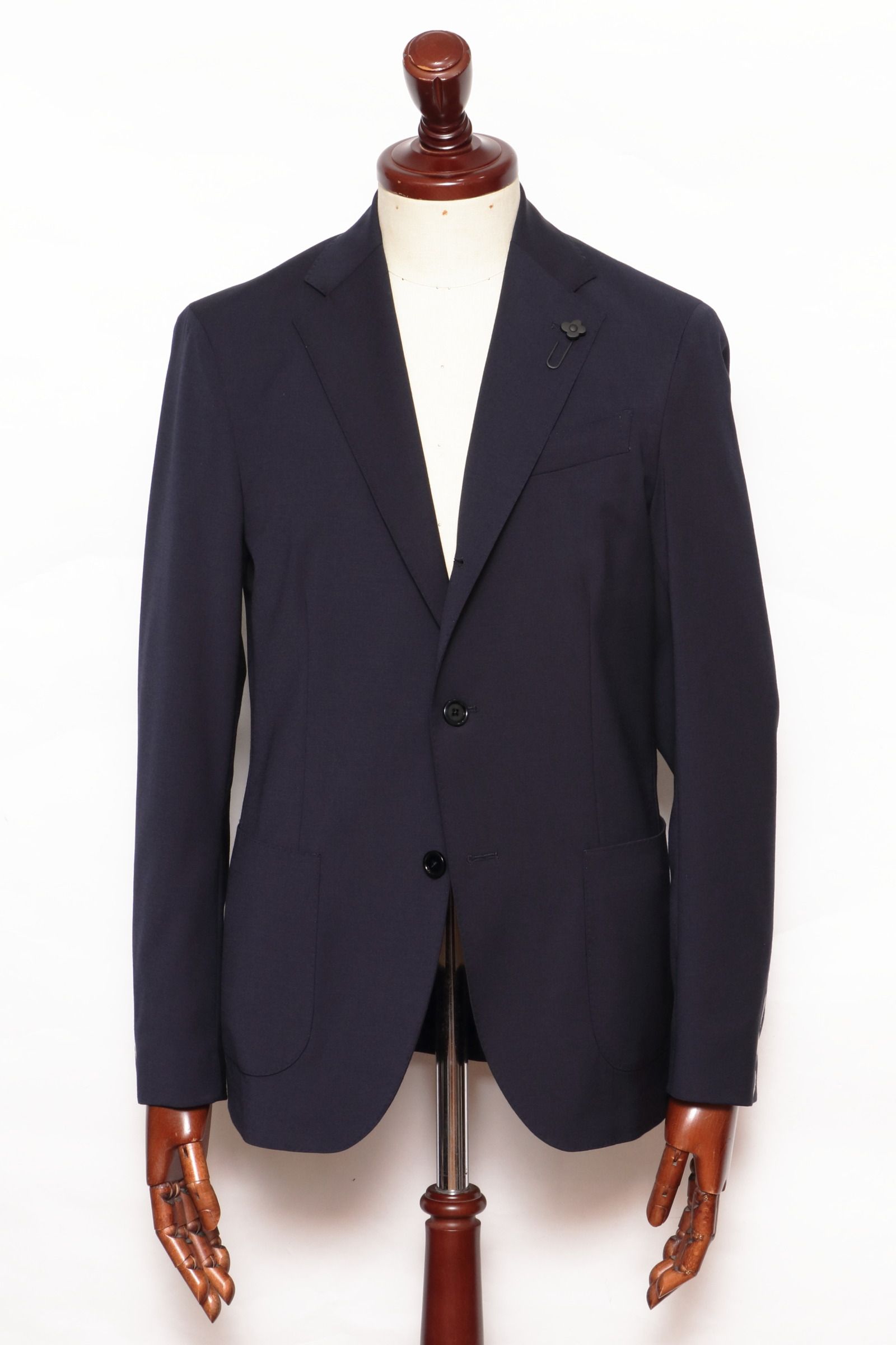 美品LARDINI ネイビー ポップサック ウール ジャケット サイズ48