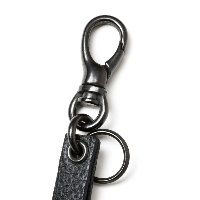 CALEE - STUDS & KNITTING LEATHER LONG KEY RING ＜TYPE B＞ (BLACK