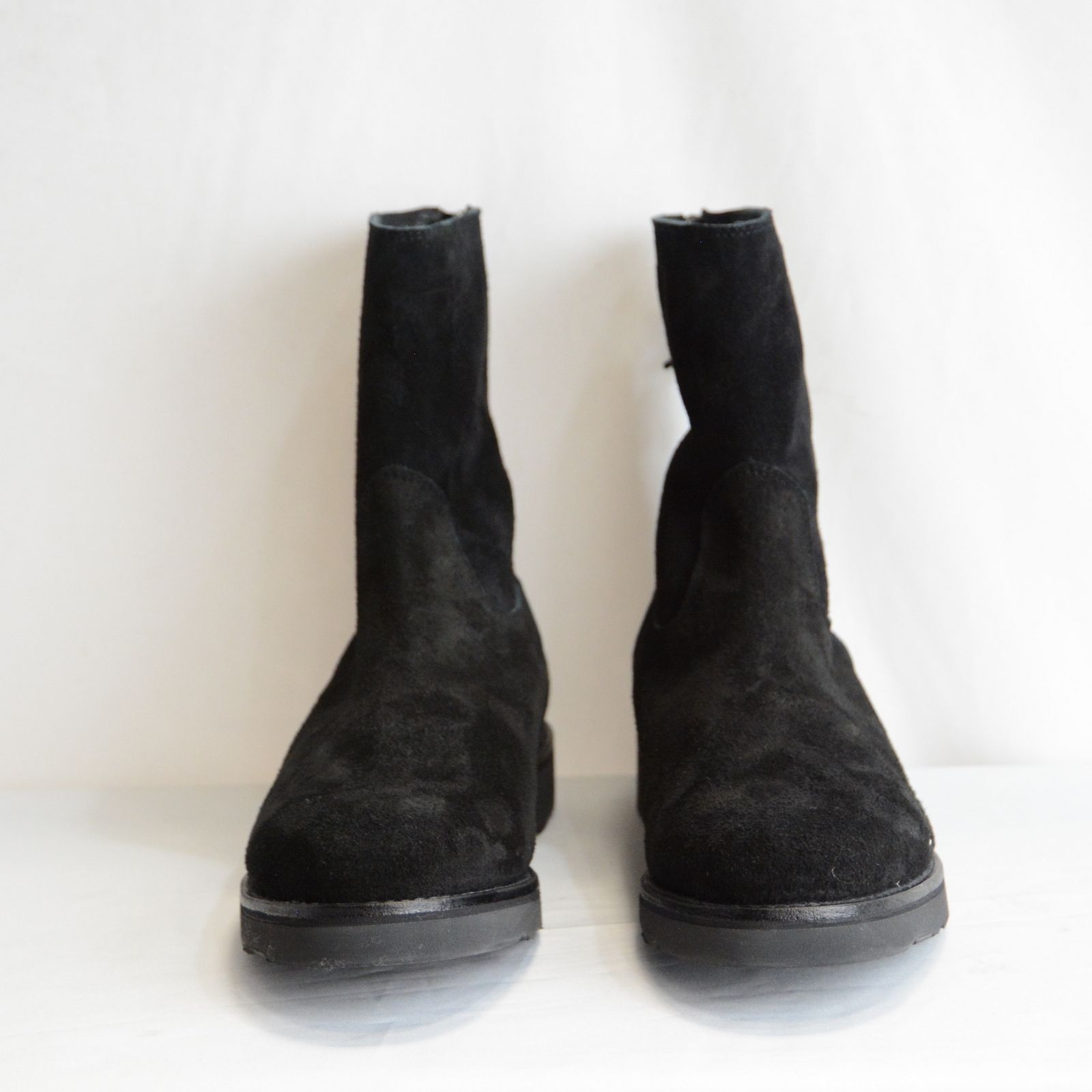 MINEDENIM - Suede Leather Back Zip Boots （BLACK） / スエード