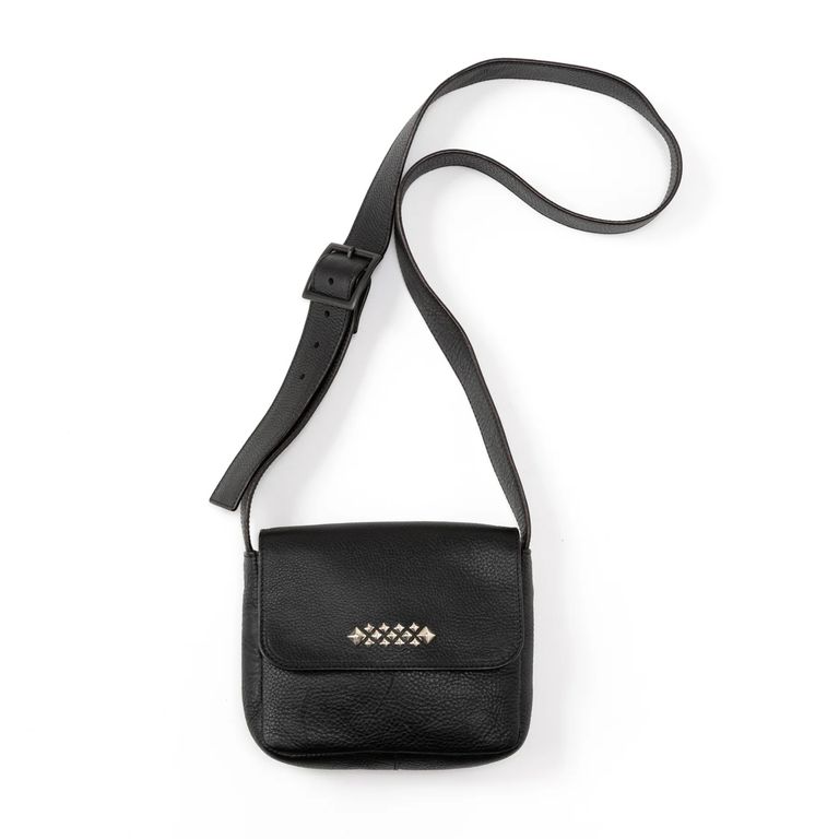 CALEE - STUDS LEATHER SHOULDER POUCH BAG (BLACK)｜スタッズ レザー