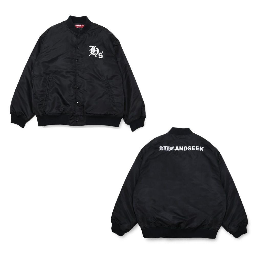HideandSeek - Nylon Varsity Jacket(24aw) - BLK / ナイロン バー