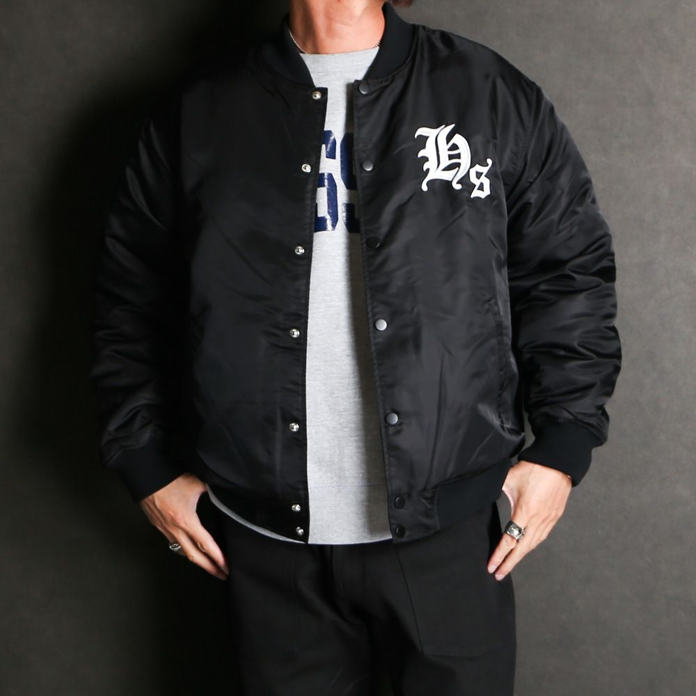 HideandSeek - Nylon Varsity Jacket(24aw) - BLK / ナイロン バー