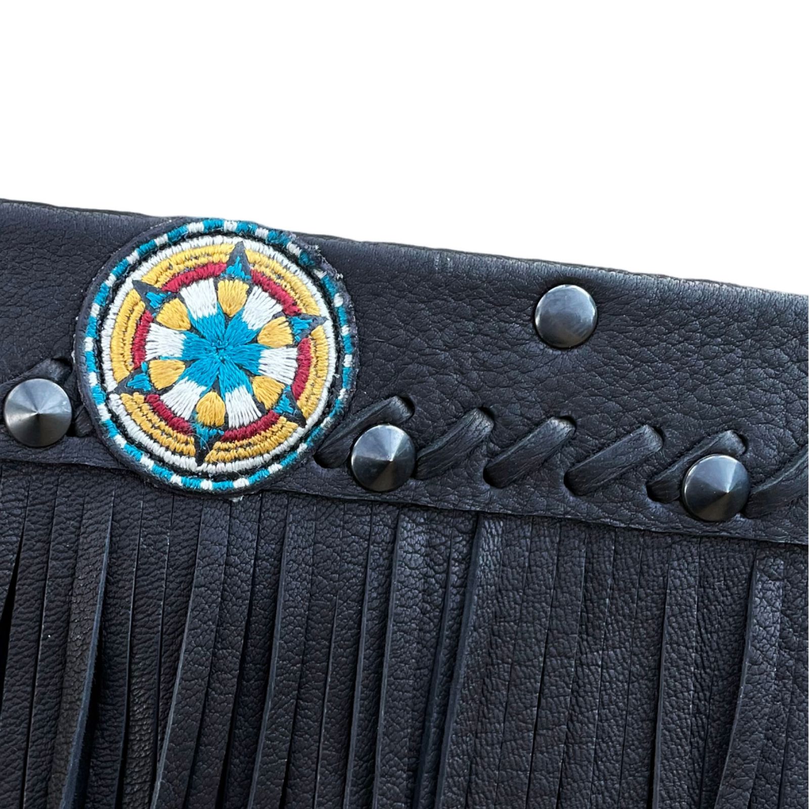 GARA - x blackmenas SYMBOLIC FRINGE BUM FLAP -ケツアテ- BLACK | HAZE