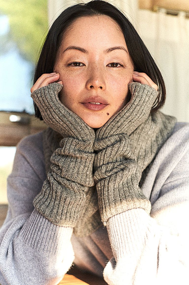 ADAWAS - シームレスニットアームウォーマー (グレー) ウール