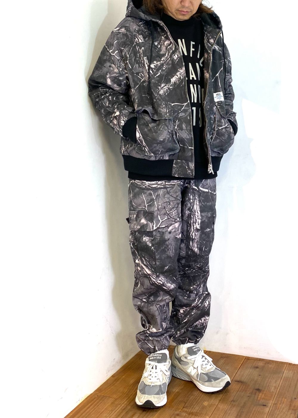 HIDE AND SEEK - 【ラスト1点】Camo Zip Hooded Jacket (BLACK CAMO