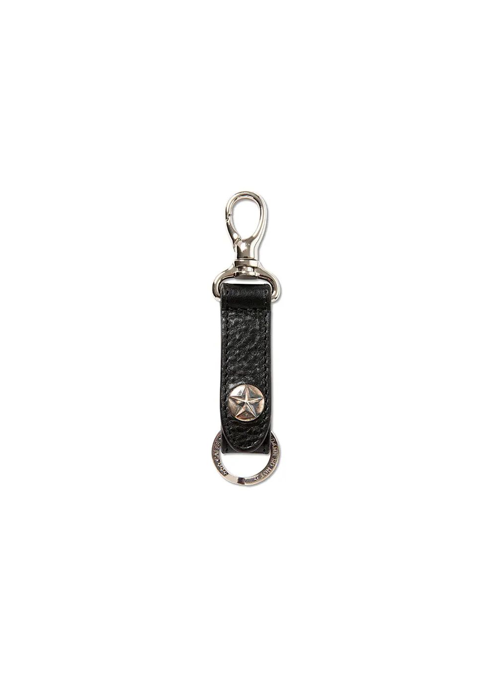 CALEE - 【ラスト1点】SILVER STAR CONCHO LEATHER KEY RING (BLACK