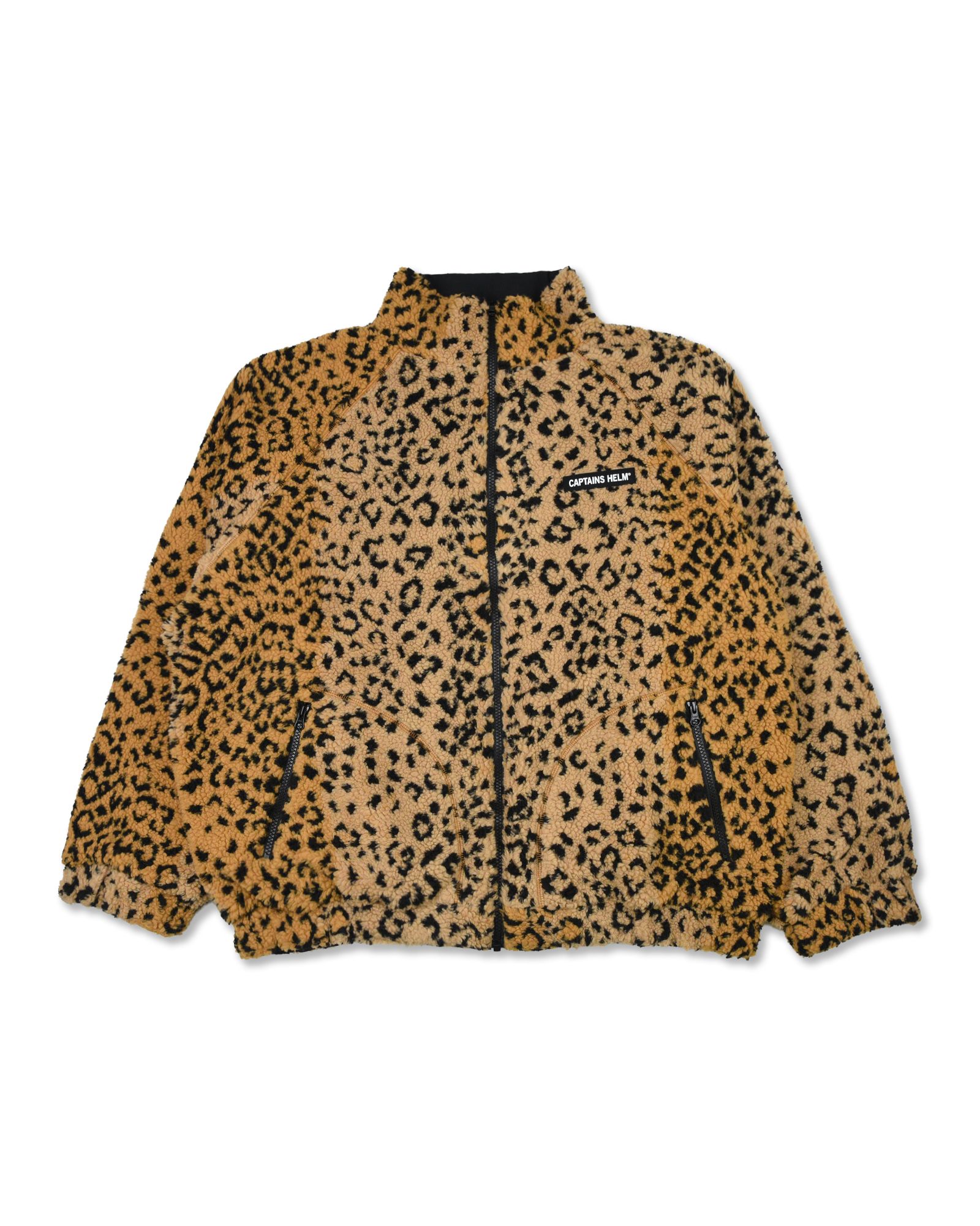 CAPTAINS HELM - REVERSIBLE FLEECE JACKET (BLACK×LEOPARD