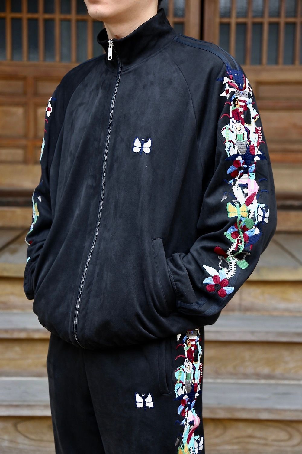 doublet CHAOS EMBROIDERY SUEDE TRACK JACKET