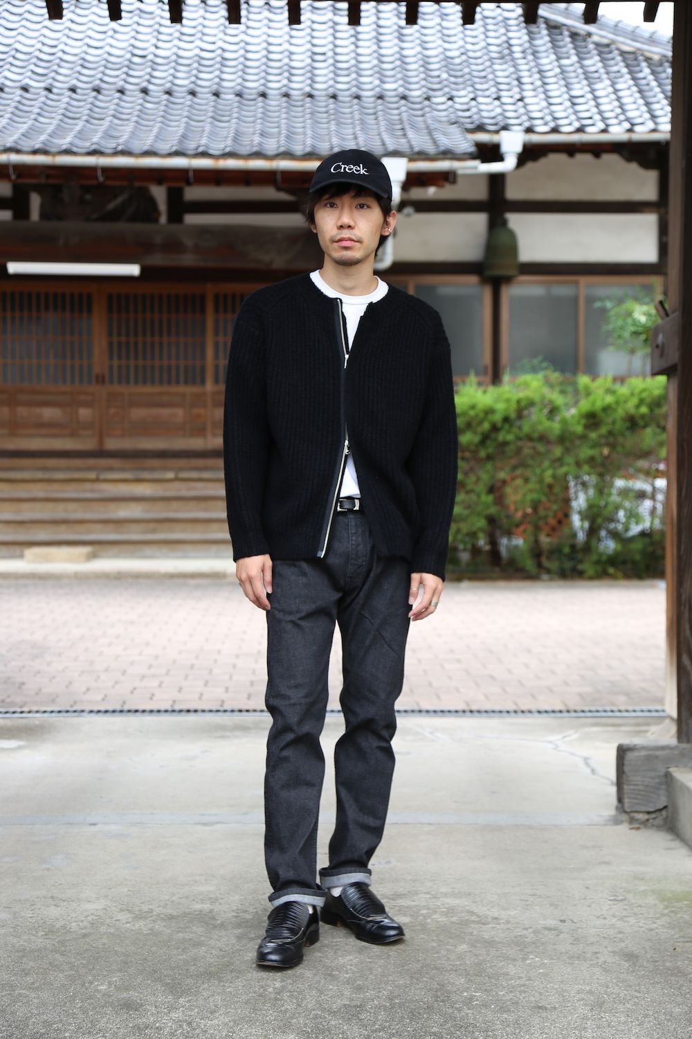 YOKE 20aw 3G BACK ZIP RIB CREW NECK