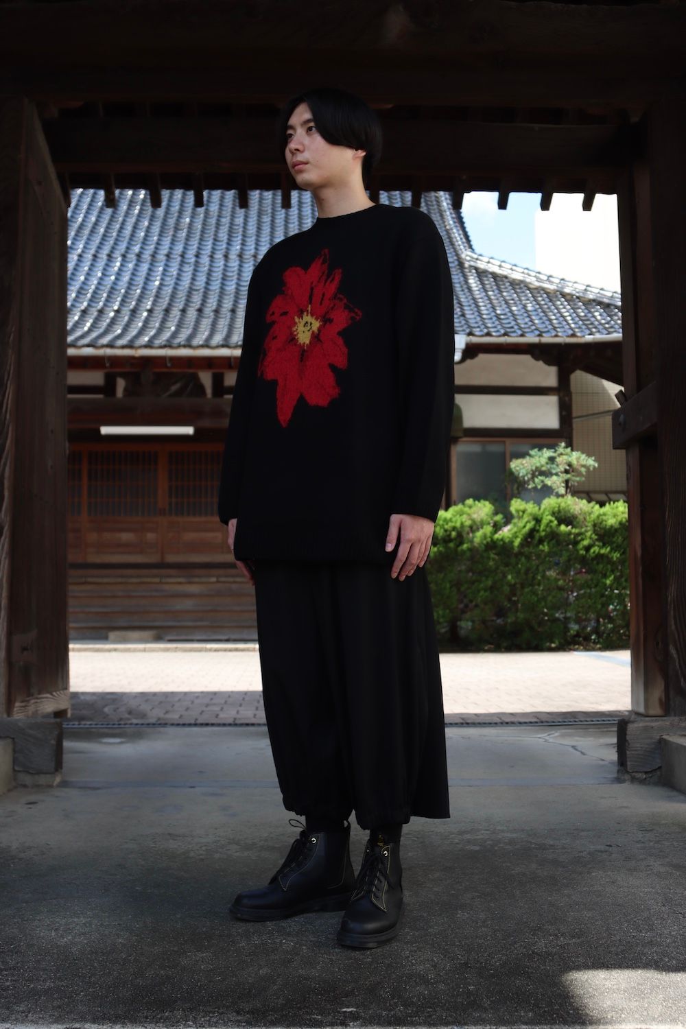 yohji yamamoto 花柄クルーネックニット(HX-K14-181) style.2021.8.29