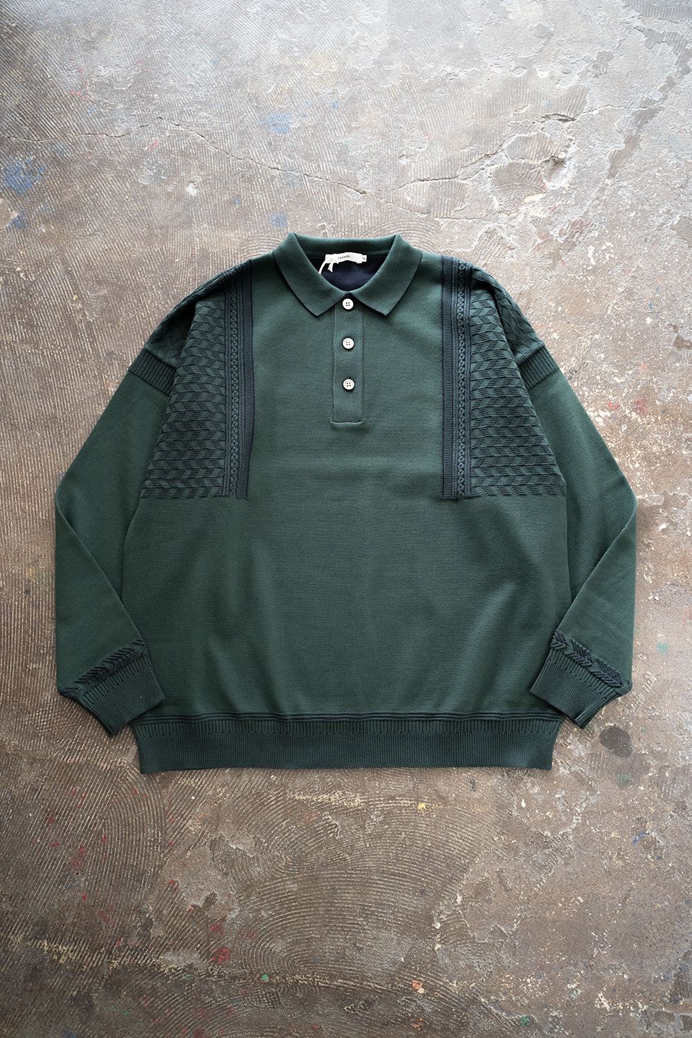 YASHIKI - 【ラスト1点】【22AW】Hatsushimo Knit Polo(GREEN) | Salty