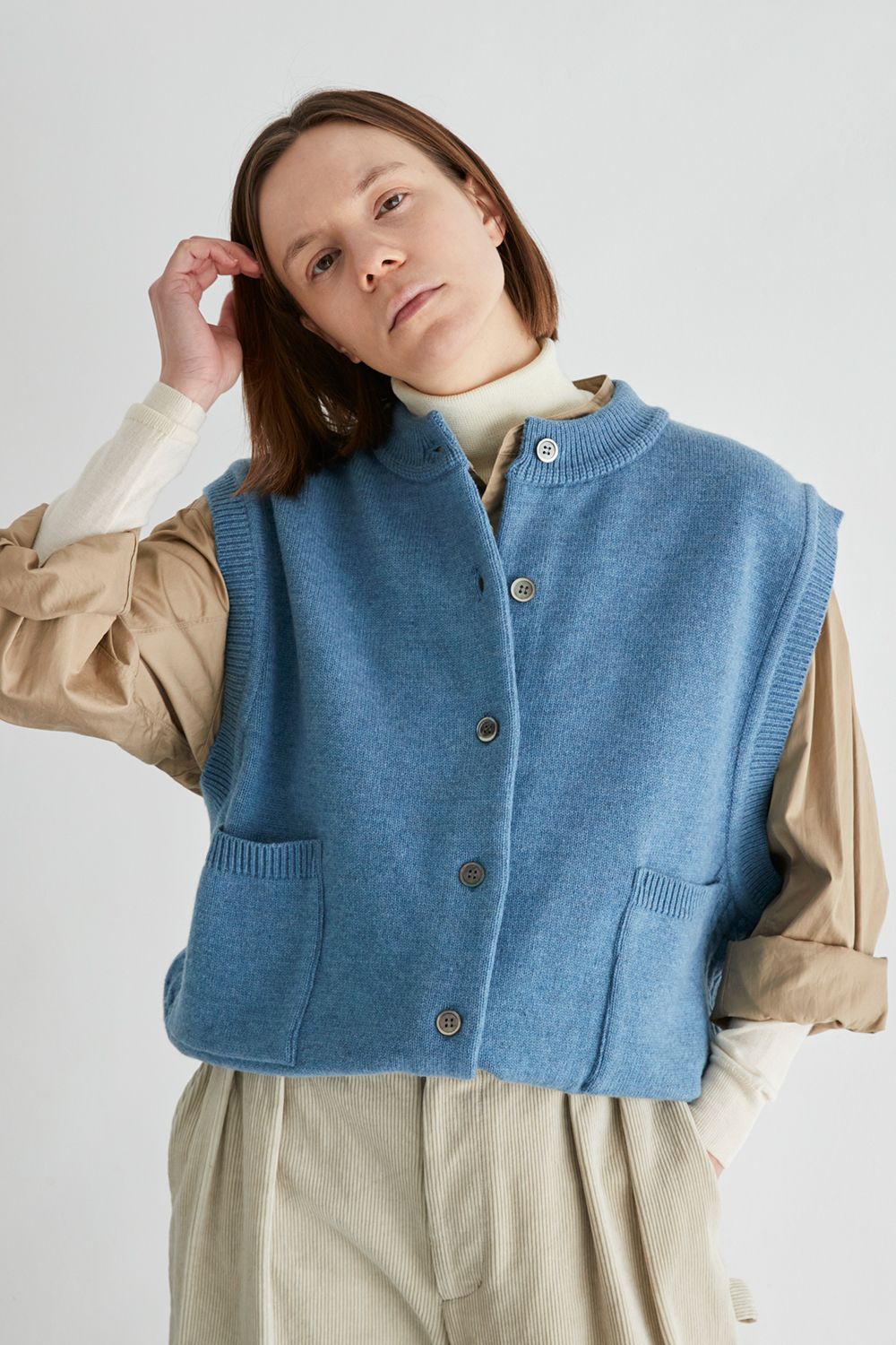 YASHIKI - Shiraiki Vest(SAX BLUE) | Salty