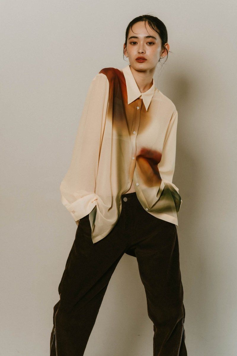 Knuth Marf - flower print sheer shirt / フラワープリントシアー