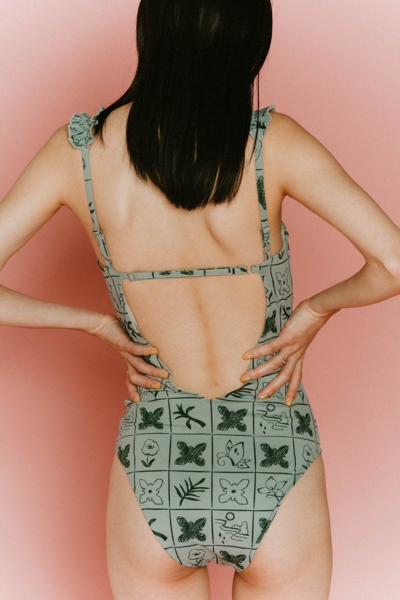 Knuth Marf - back open flower swim suit / バックオープン フラワー