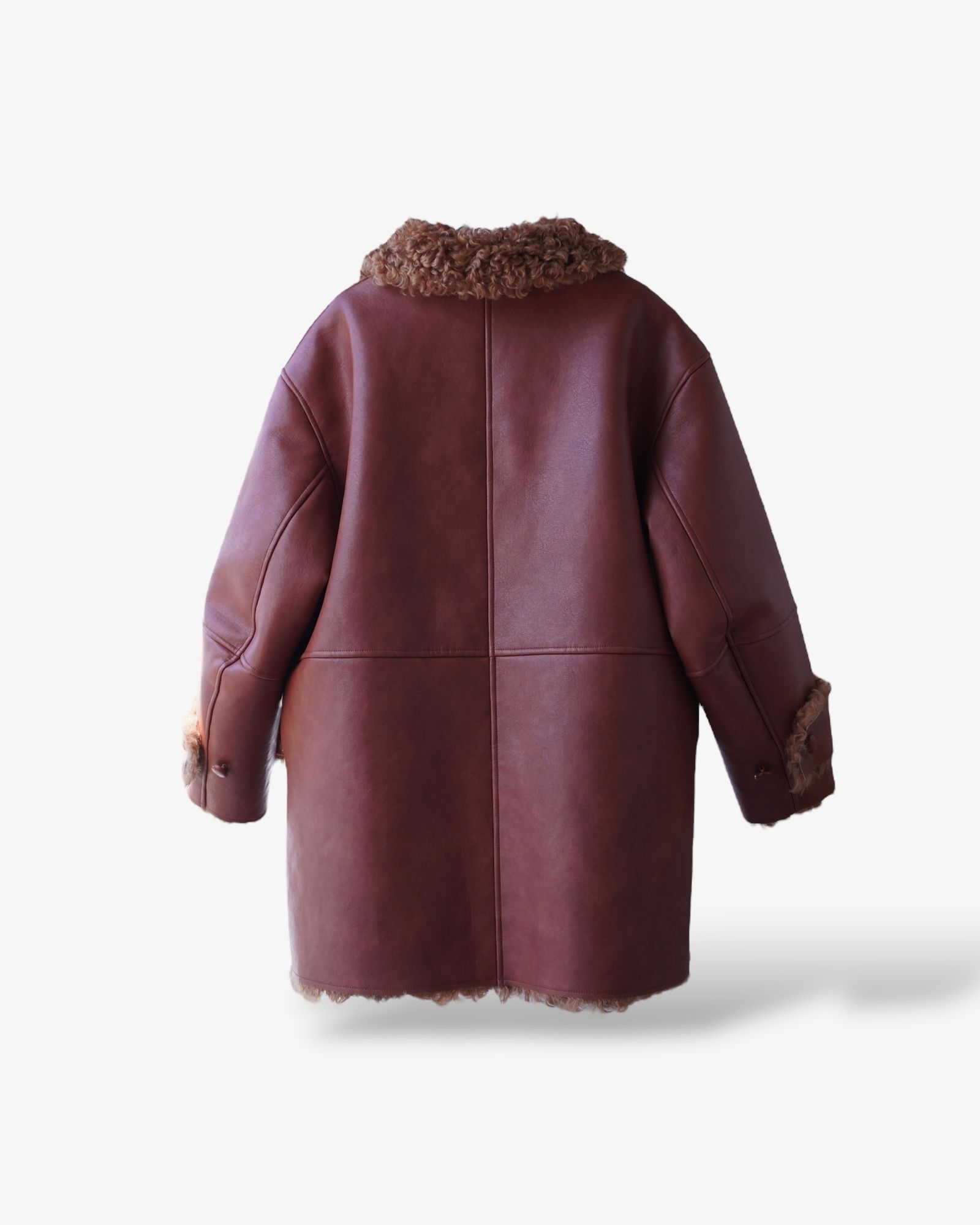 THINK FUR - Vintage Like Fake Mouton Reversible Coat (テラコッタ
