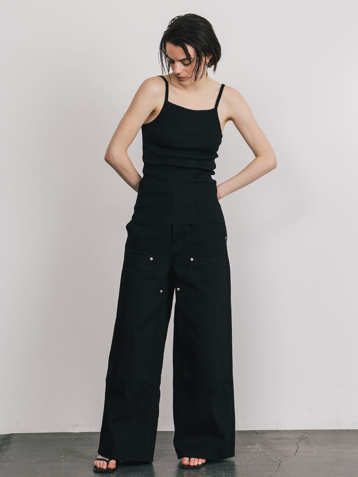 CREDONA - ACETATE KNIT CAMI / アセテート ニットキャミ (ブラック