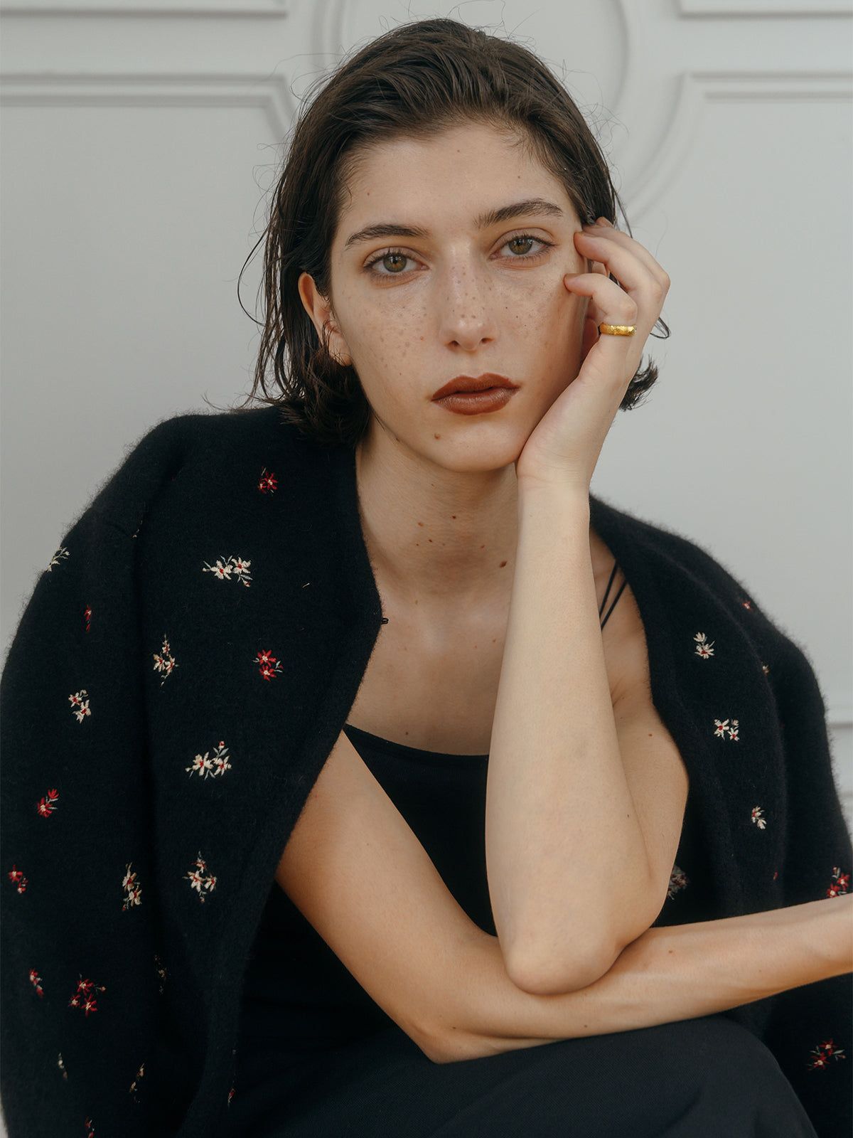 CREDONA - FLOWER EMBROIDERY KNIT JACKET / フラワーエンブロイダリー